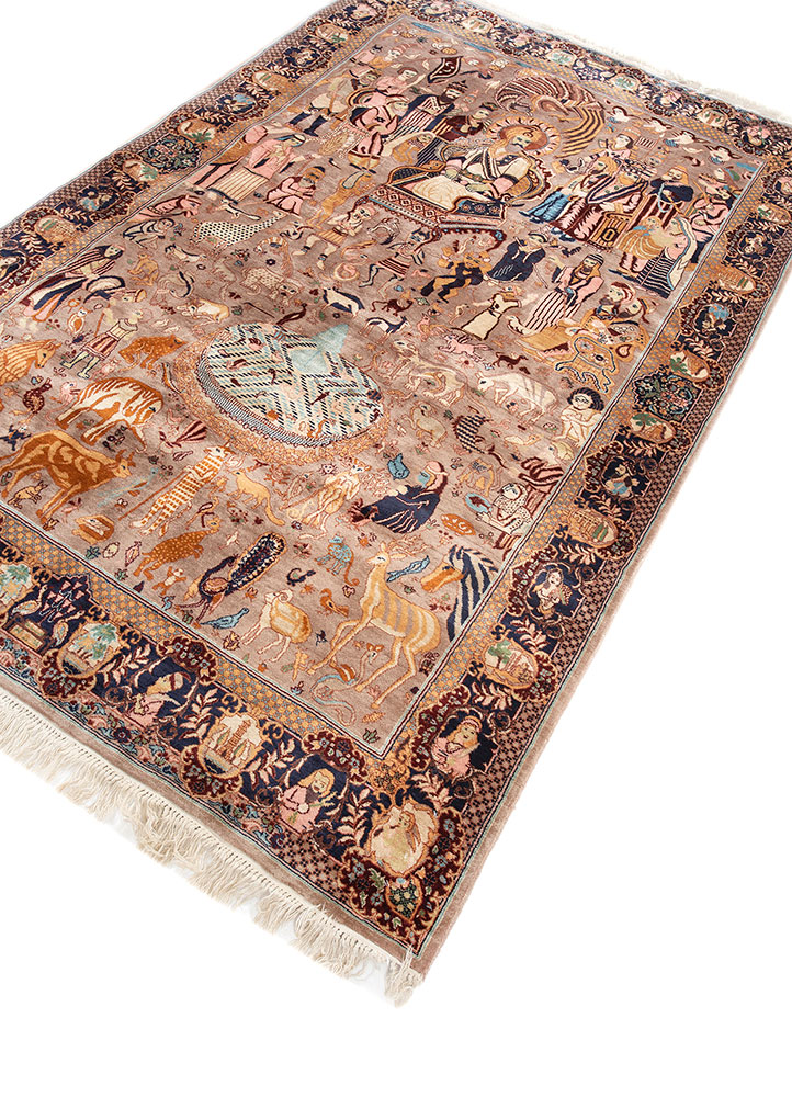 aalam red and orange wool hand knotted Rug - FloorShot