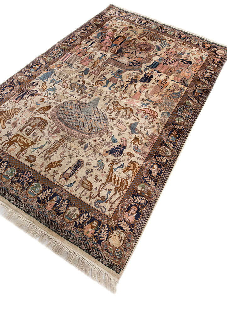 aalam blue wool hand knotted Rug - FloorShot