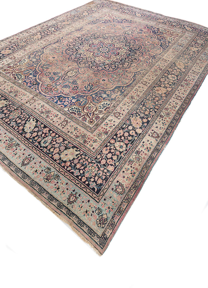aalam blue wool hand knotted Rug - FloorShot