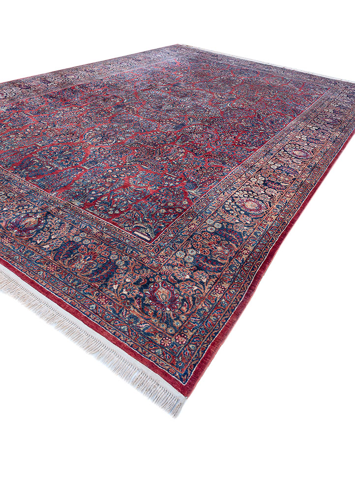 aalam blue wool hand knotted Rug - FloorShot