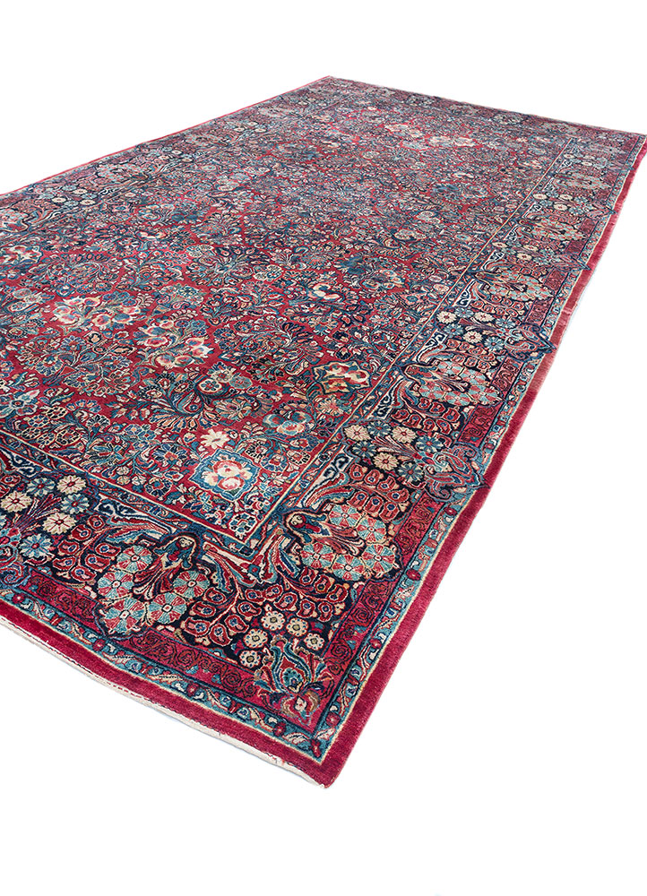 aalam blue wool hand knotted Rug - FloorShot
