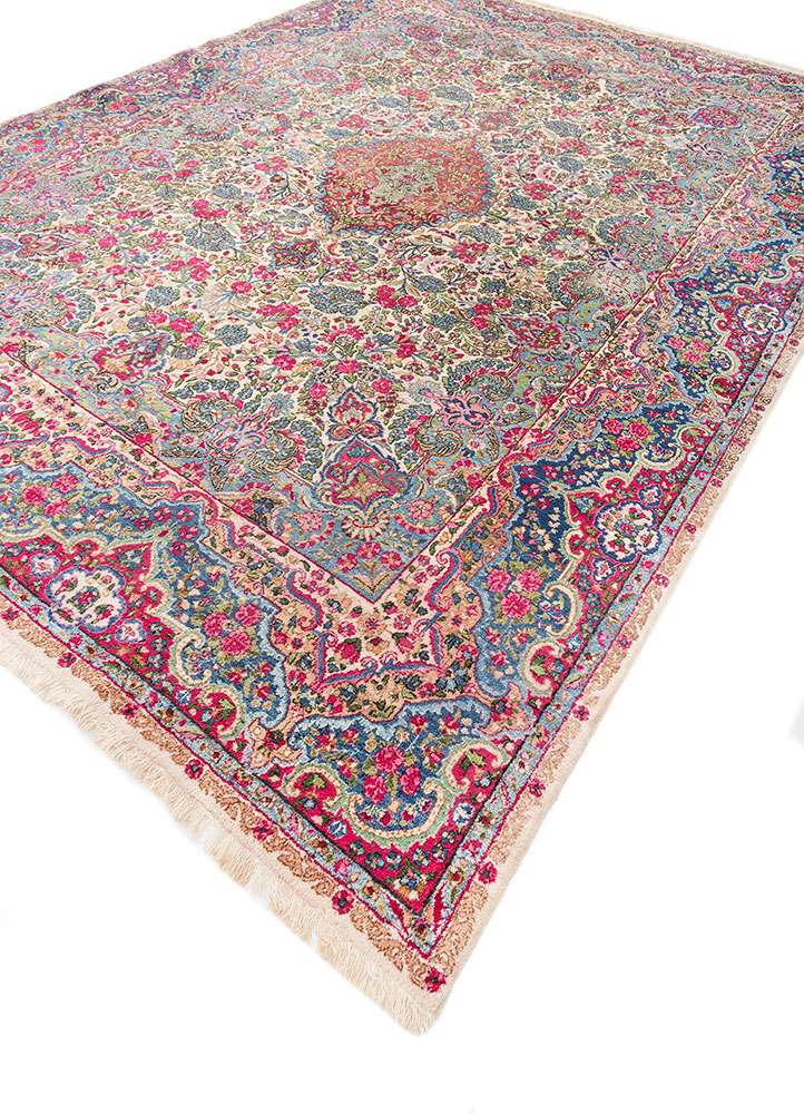 aalam pink and purple wool hand knotted Rug - FloorShot