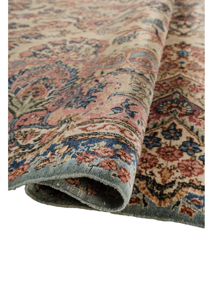 aalam green wool hand knotted Rug - FloorShot