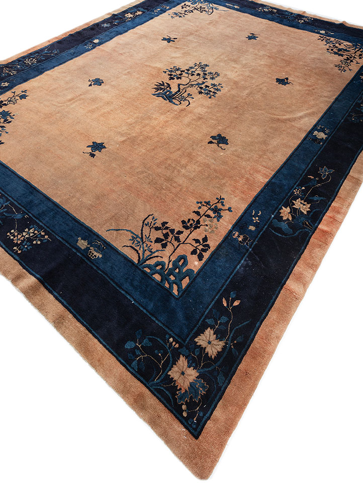 pechino red and orange wool hand knotted Rug - FloorShot