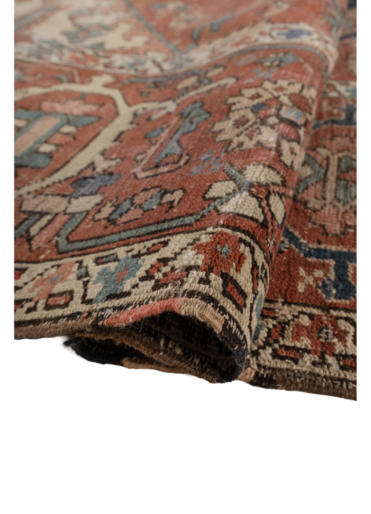 aalam red and orange wool hand knotted Rug - FloorShot
