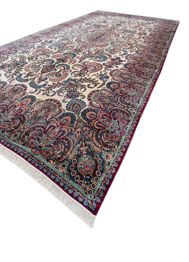 aalam red and orange wool hand knotted Rug - FloorShot