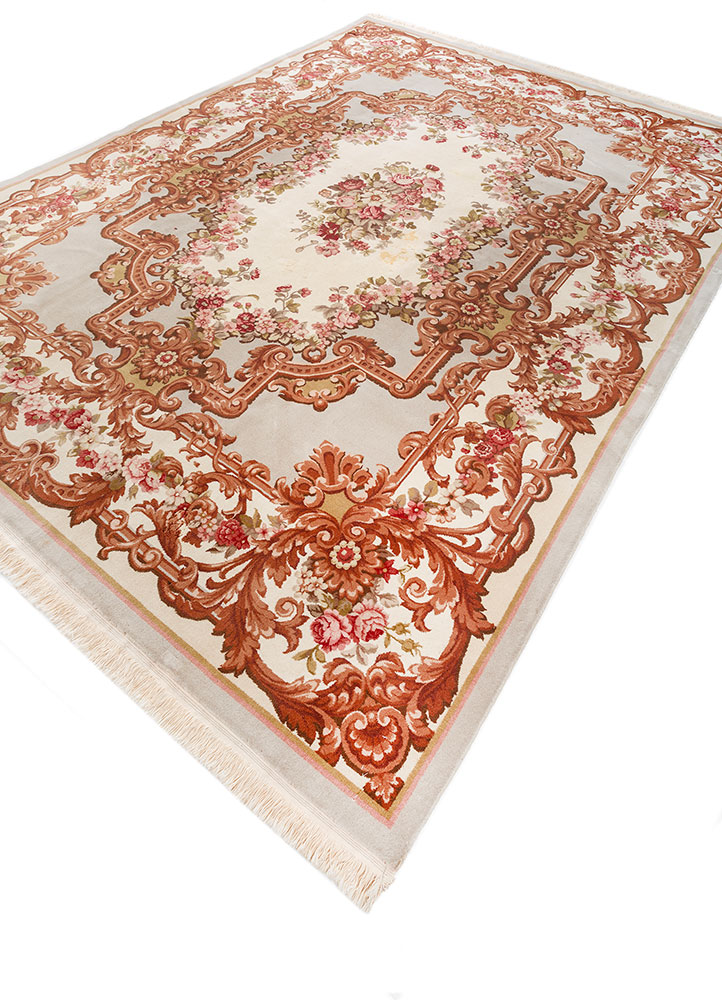 pechino red and orange wool hand knotted Rug - FloorShot