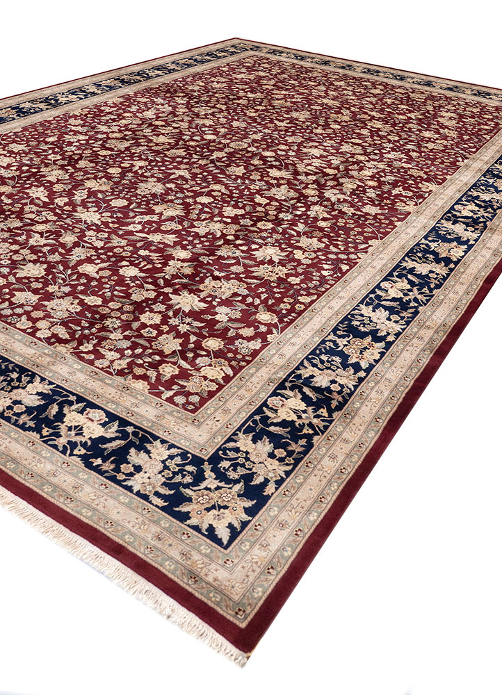 aalam green wool hand knotted Rug - FloorShot