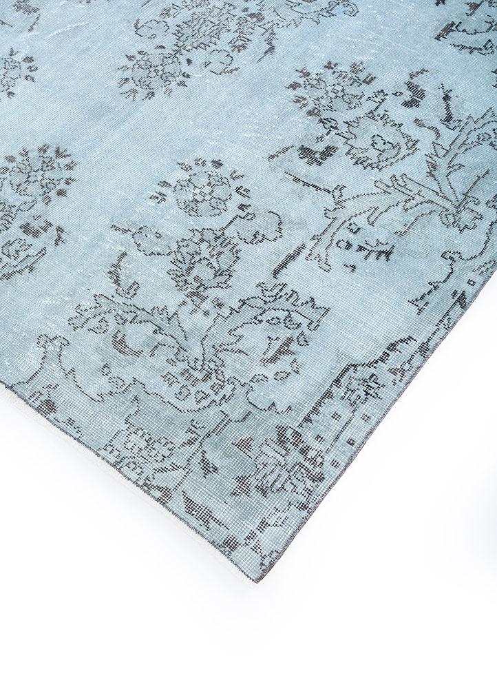vintage blue wool hand knotted Rug - FloorShot