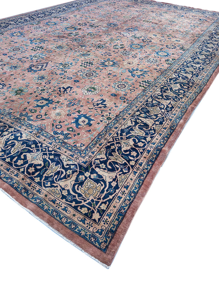aalam blue wool hand knotted Rug - FloorShot