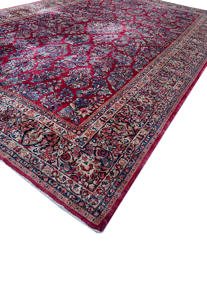 aalam blue wool hand knotted Rug - FloorShot