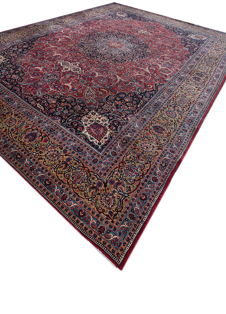 aalam blue wool hand knotted Rug - FloorShot