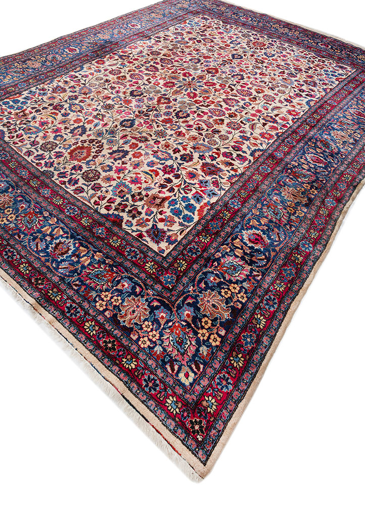 aalam pink and purple wool hand knotted Rug - FloorShot