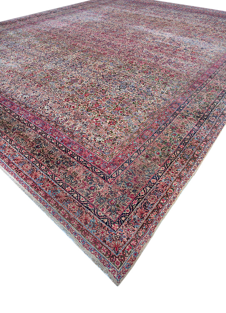 aalam red and orange wool hand knotted Rug - FloorShot