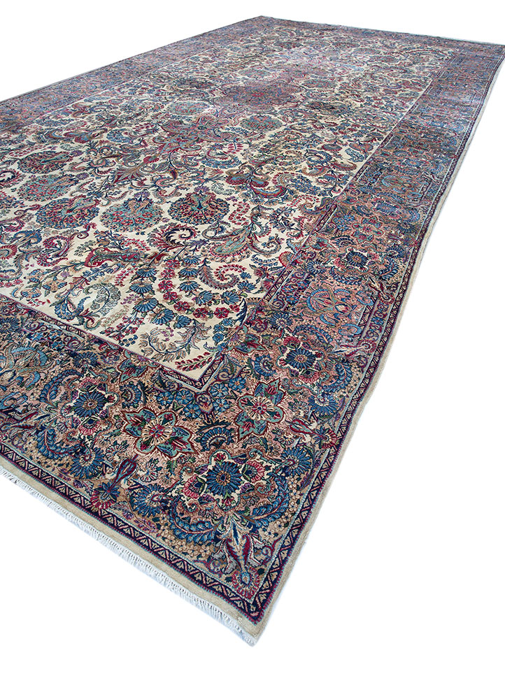 aalam blue wool hand knotted Rug - FloorShot