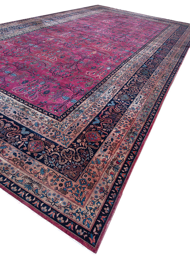 aalam blue wool hand knotted Rug - FloorShot