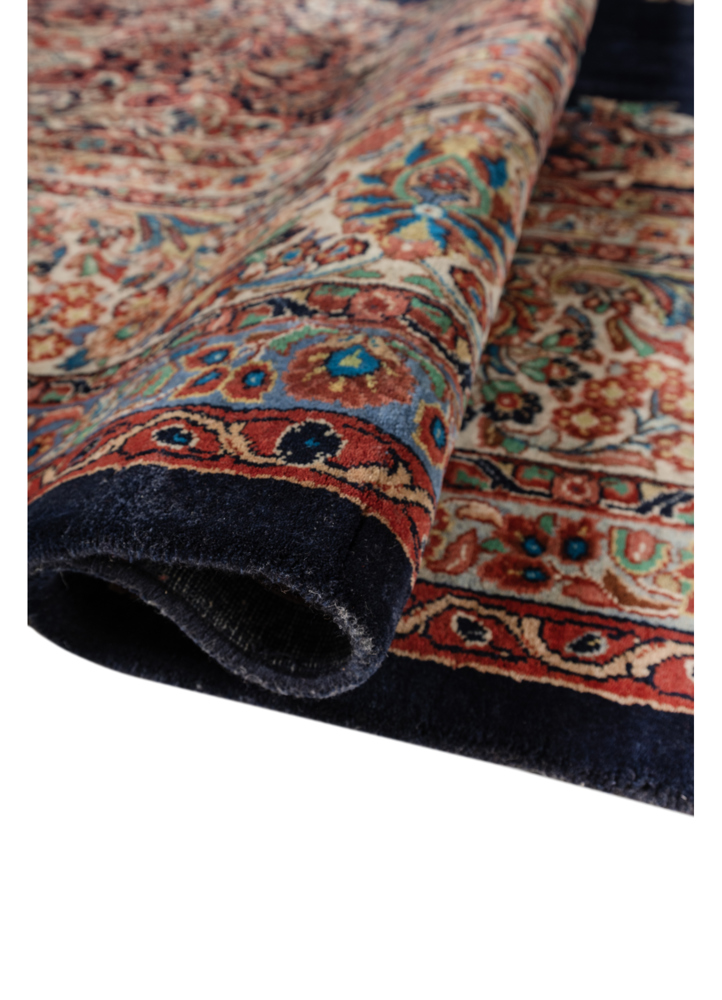 aalam blue wool hand knotted Rug - FloorShot
