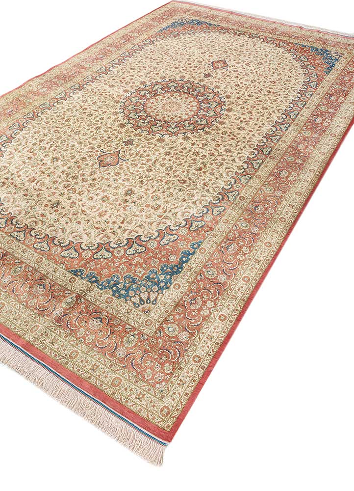 gulmarg red and orange silk hand knotted Rug - FloorShot