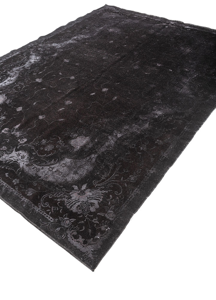 azalea grey and black wool and silk hand knotted Rug - FloorShot