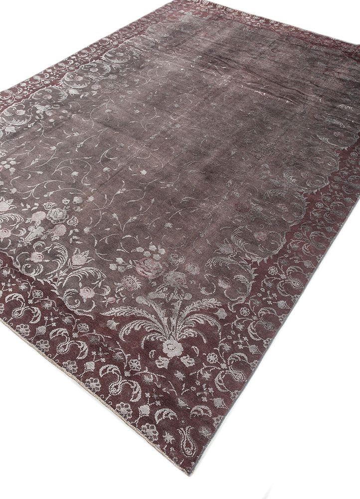 aalam red and orange wool and silk hand knotted Rug - FloorShot