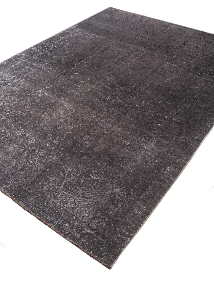 azalea grey and black wool and silk hand knotted Rug - FloorShot