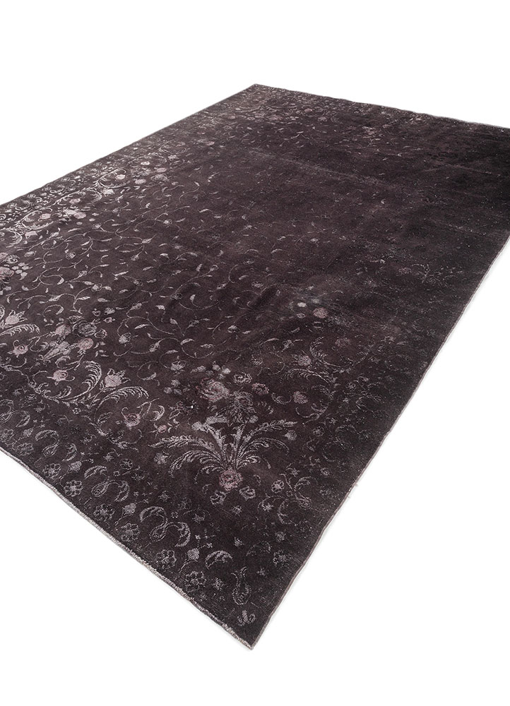 azalea grey and black wool and silk hand knotted Rug - FloorShot
