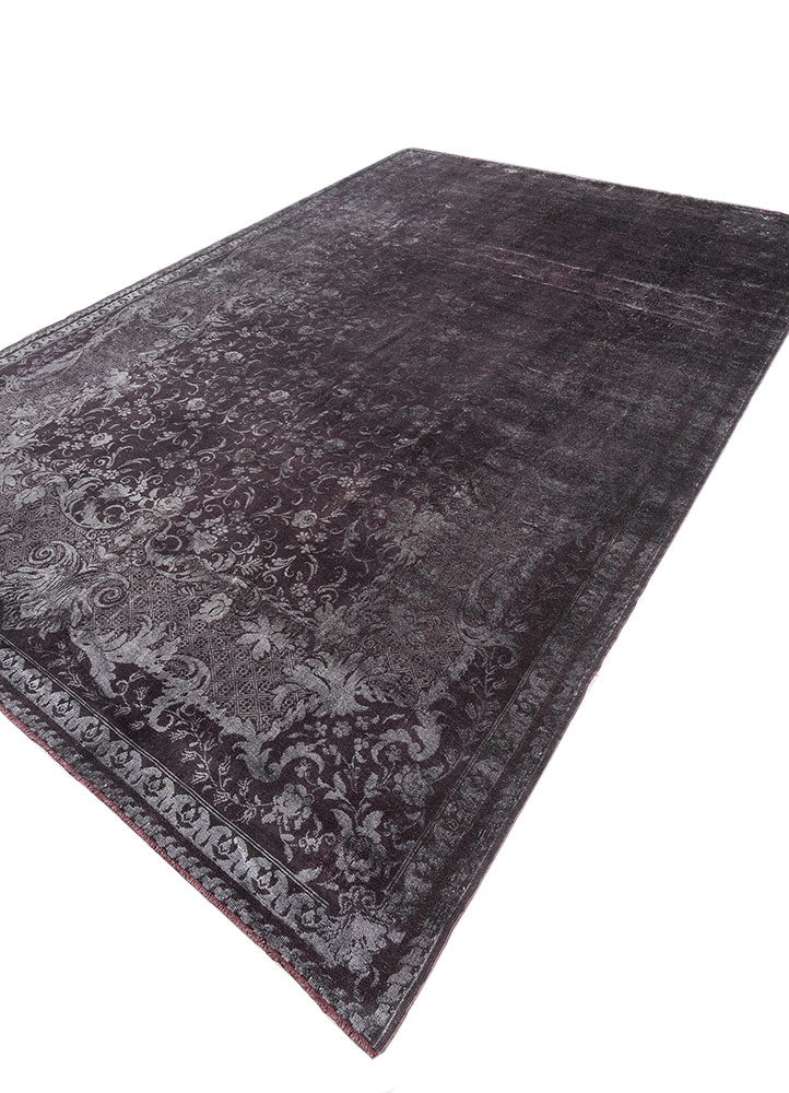 azalea grey and black wool and silk hand knotted Rug - FloorShot