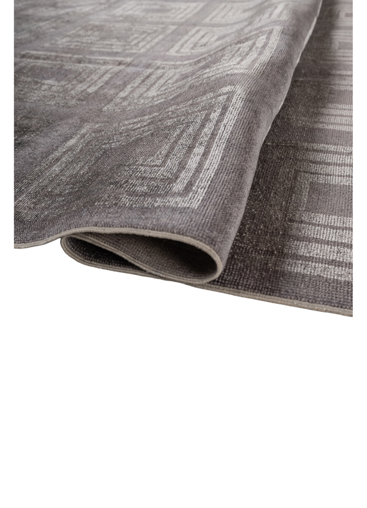 aalam grey and black wool and silk hand knotted Rug - FloorShot