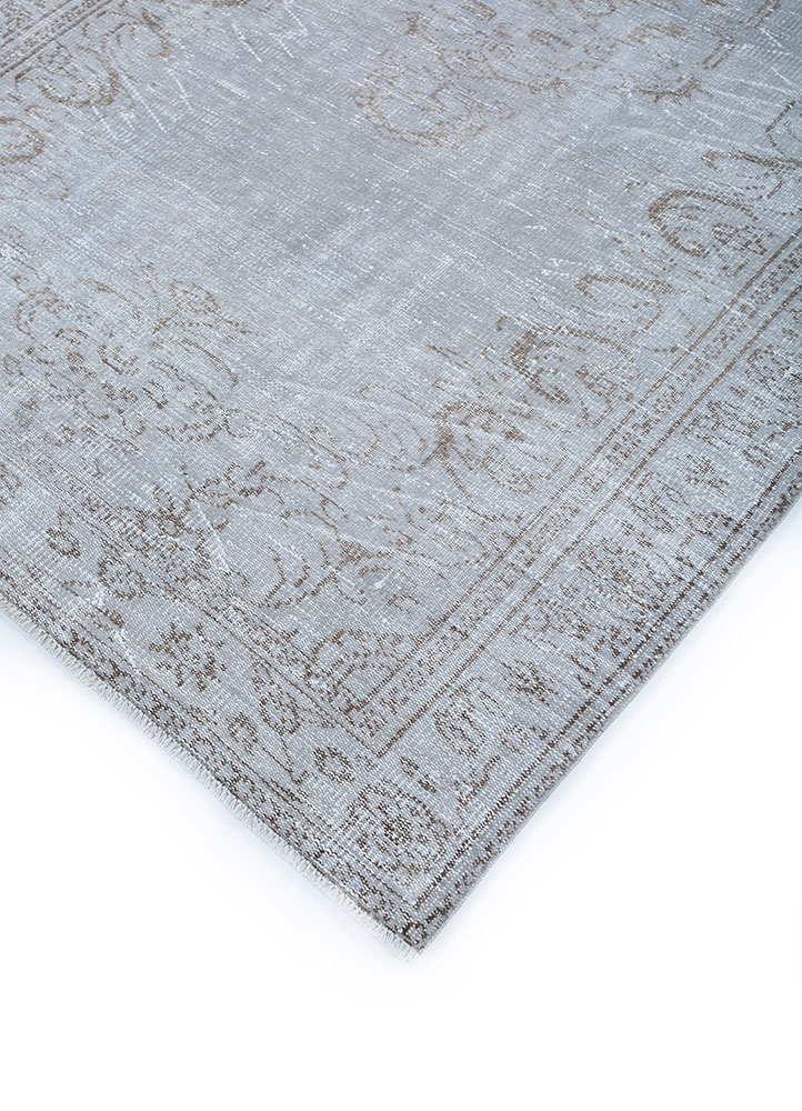 vintage grey and black wool hand knotted Rug - FloorShot