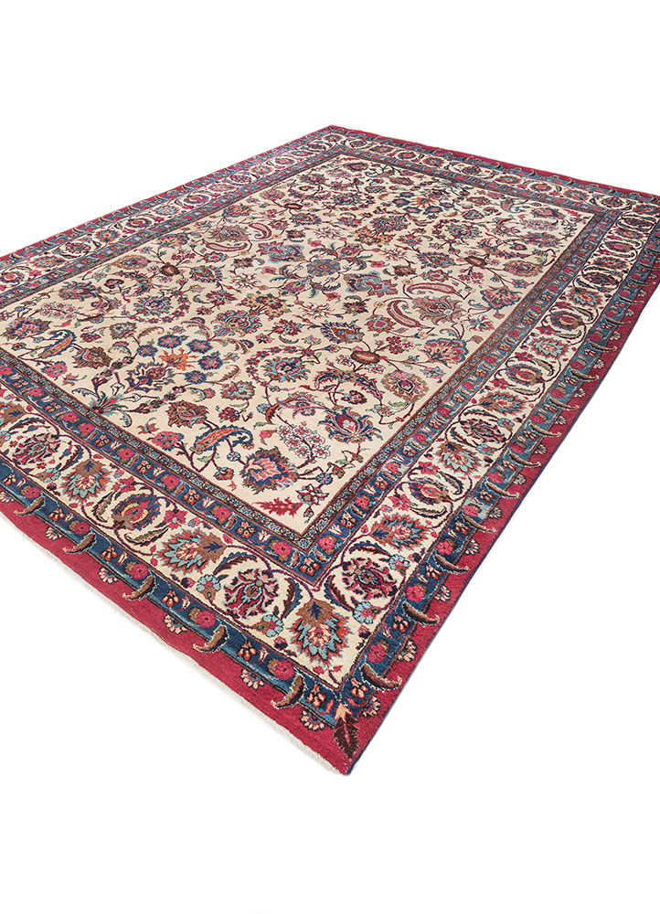 aalam blue wool hand knotted Rug - FloorShot