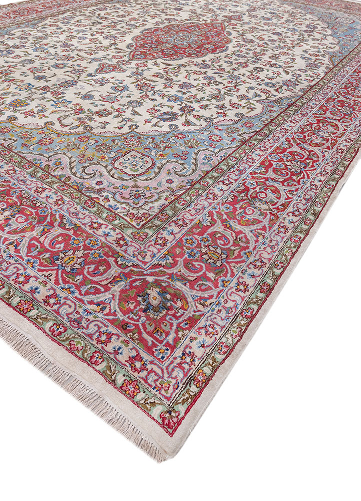 aalam pink and purple wool hand knotted Rug - FloorShot