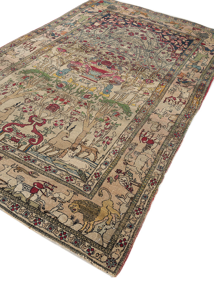 aalam green wool hand knotted Rug - FloorShot
