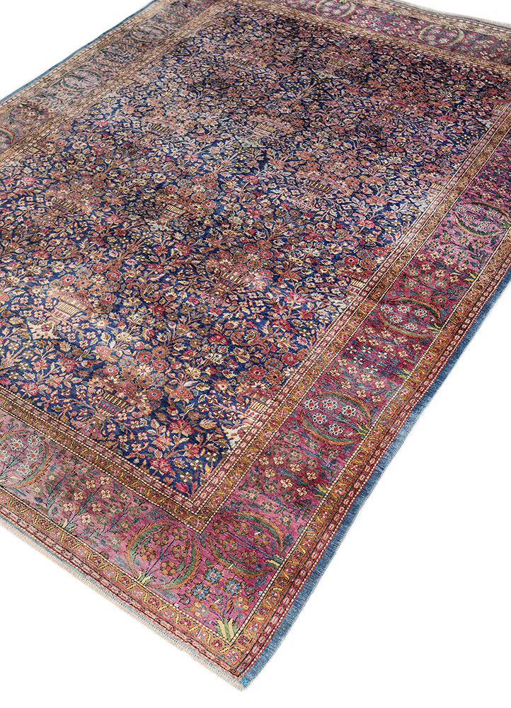 gulmarg blue silk hand knotted Rug - FloorShot