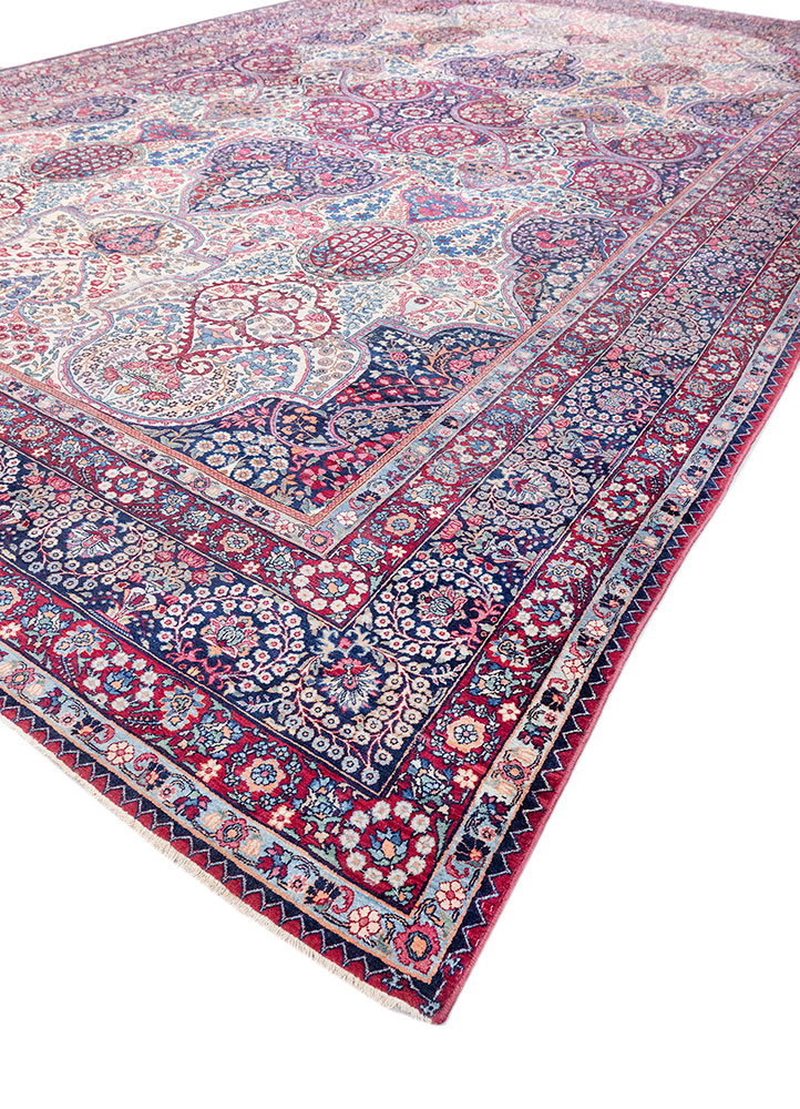 aalam blue wool hand knotted Rug - FloorShot