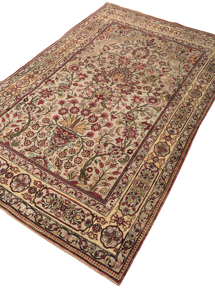 gulmarg red and orange silk hand knotted Rug - FloorShot