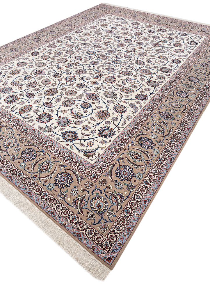 aalam blue wool and silk hand knotted Rug - FloorShot
