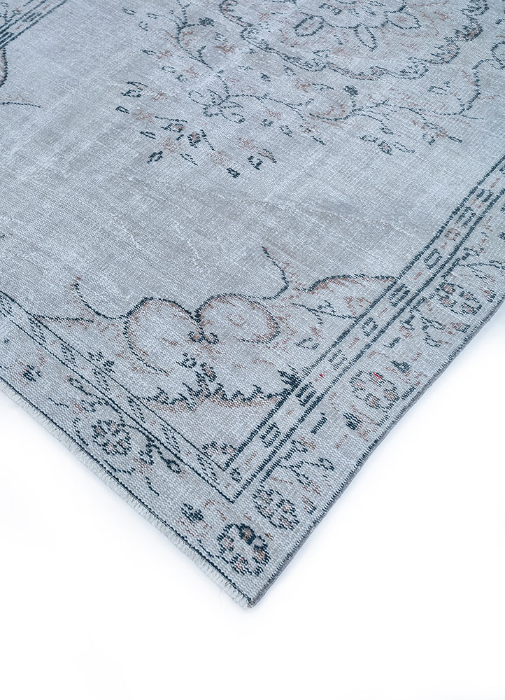 vintage blue wool hand knotted Rug - FloorShot