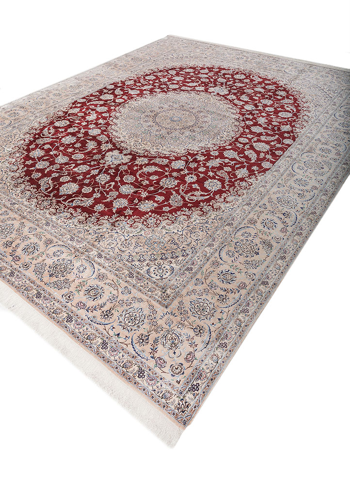 gulmarg red and orange silk hand knotted Rug - FloorShot