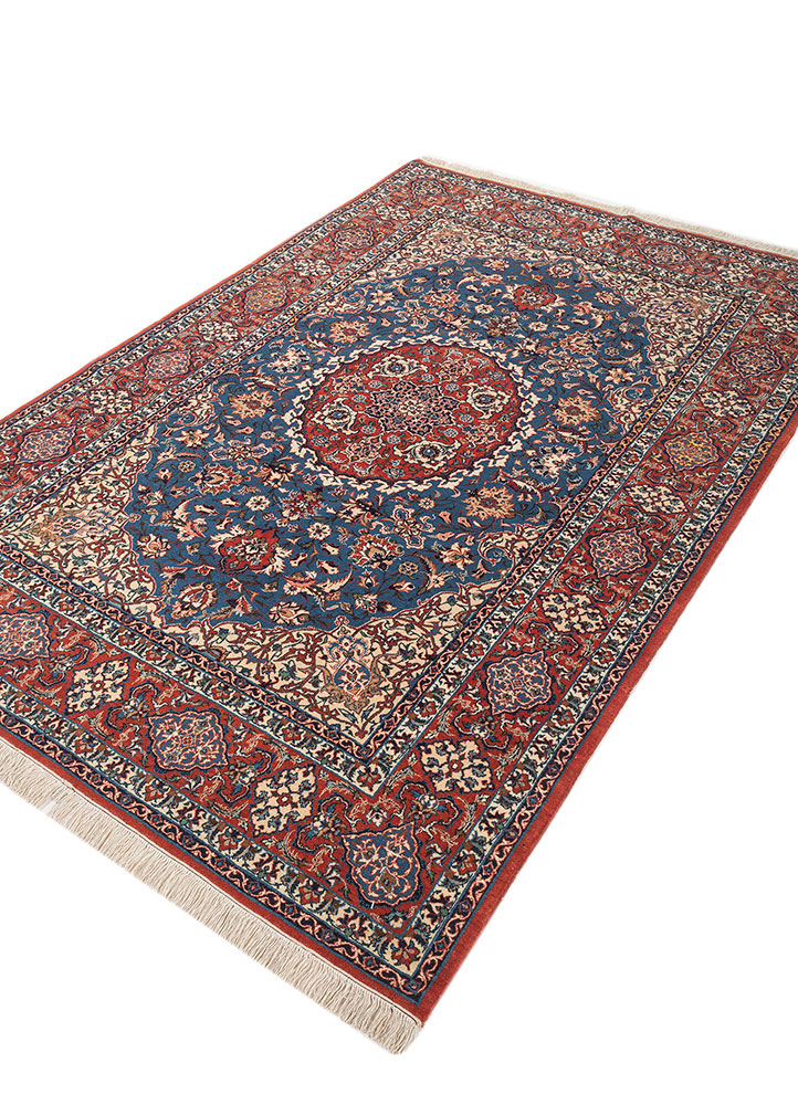 aalam blue wool hand knotted Rug - FloorShot