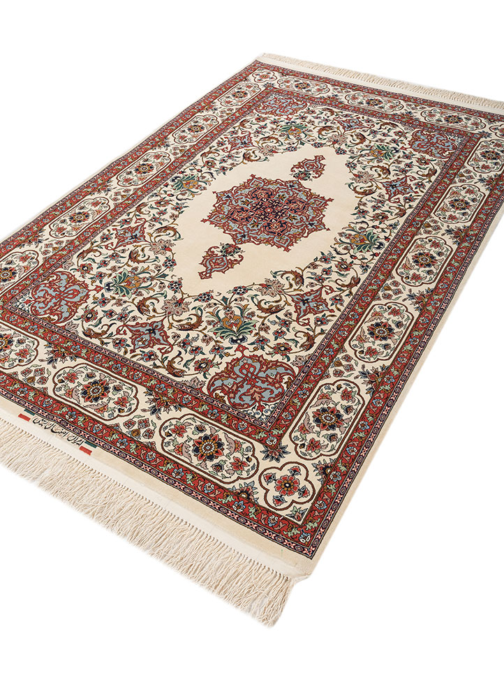 aalam red and orange wool hand knotted Rug - FloorShot