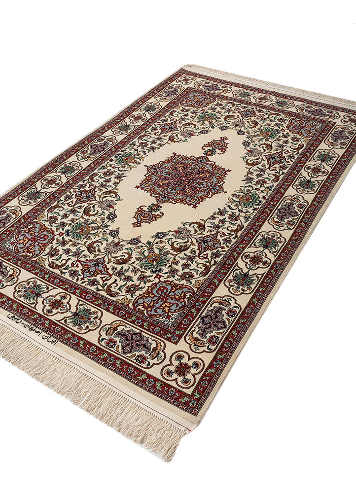 aalam ivory wool hand knotted Rug - FloorShot