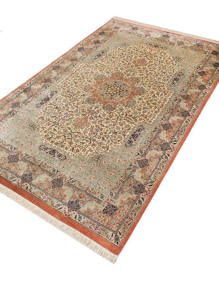 gulmarg green silk hand knotted Rug - FloorShot
