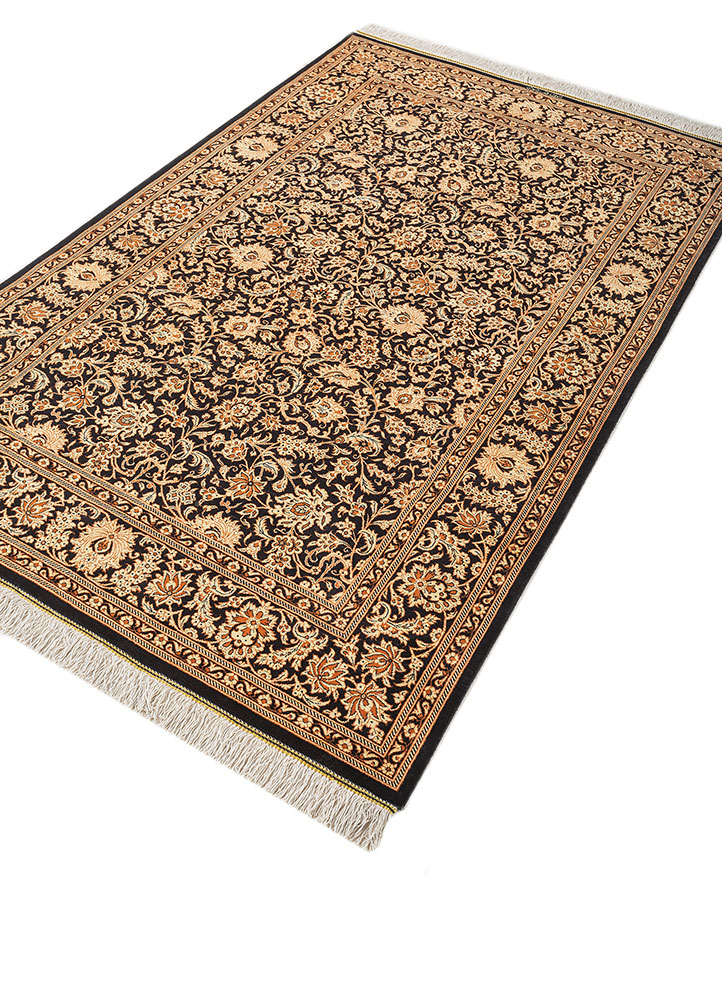 gulmarg red and orange silk hand knotted Rug - FloorShot
