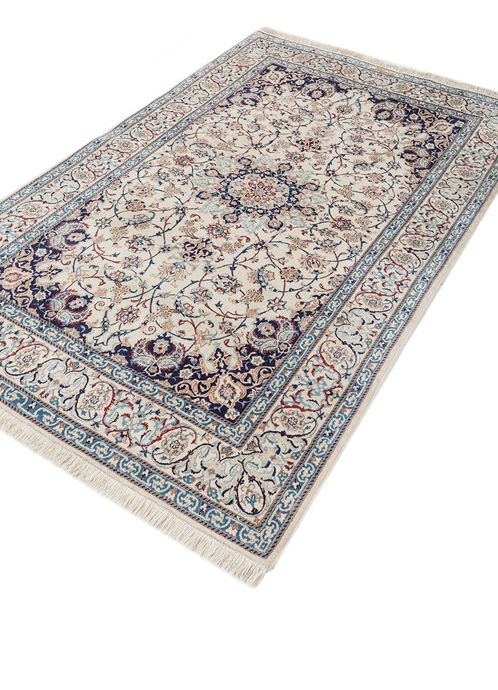 gulmarg blue wool and silk hand knotted Rug - FloorShot