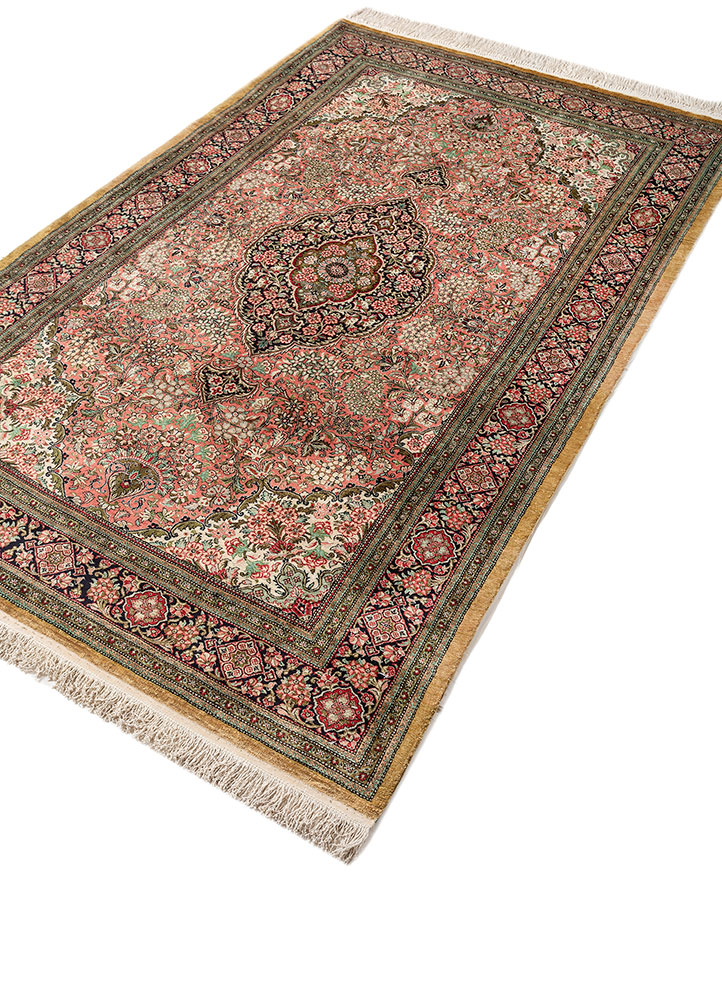gulmarg pink and purple silk hand knotted Rug - FloorShot