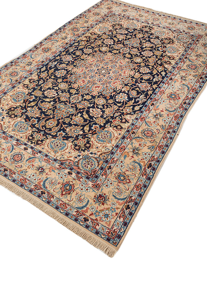 aalam red and orange wool hand knotted Rug - FloorShot