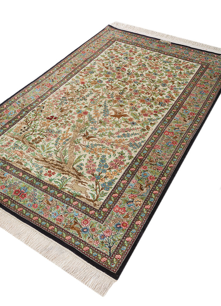 gulmarg green silk hand knotted Rug - FloorShot