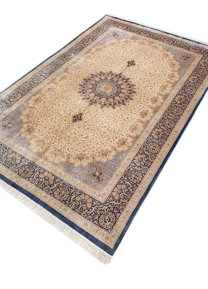 gulmarg blue silk hand knotted Rug - FloorShot