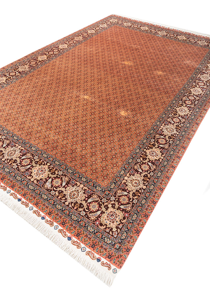 aalam red and orange wool hand knotted Rug - FloorShot