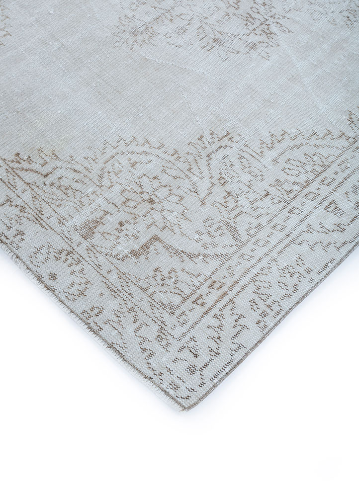 vintage grey and black wool hand knotted Rug - FloorShot